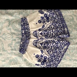 Blue and white printed shorts